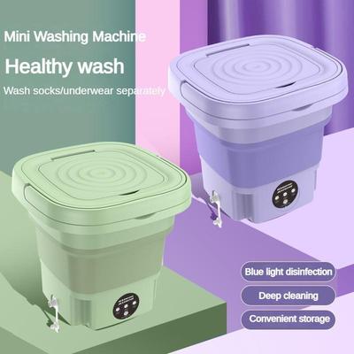 8L Household Silent Noise Reduction Intelligent Washing Device Portable Travel Blue Light Disinfection Washing Machine Mini Folding Washing Machine
