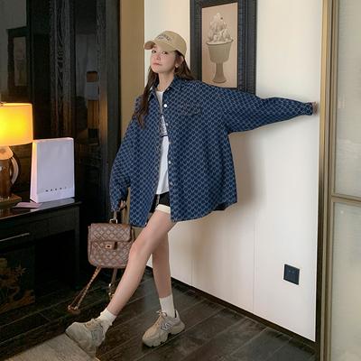 Women's Retro Denim Jacket Women's Single Breasted Loose Large Size Denim Top