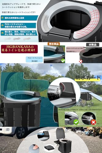 Portable Portable Toilet with a 200kg Weight Capacity, Emergency Toilet, Foldable, for Cars, Disaster Preparedness, Camping, and Emergency Supplies, I