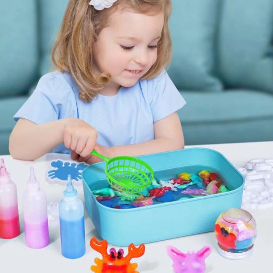 1 Set Kids Water Elf Toy Kit with 10 Shape Molds Water Gel Toy DIY Handmade Water Animal Creation Kit Toddlers Boys Girls Gift