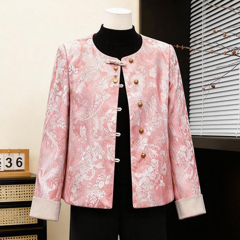 

2026 Elegant Chinese-Style Embroidered Cardigan for Mother s Day - Spring Edition for Middle-Aged and Elderly Women. 3XL (140-160 catties) розовый