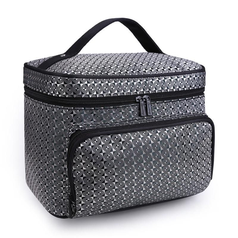 Portable Folding Large Capacity Makeup Bag For Women With Elegant Geometric Patterns In Various Colors