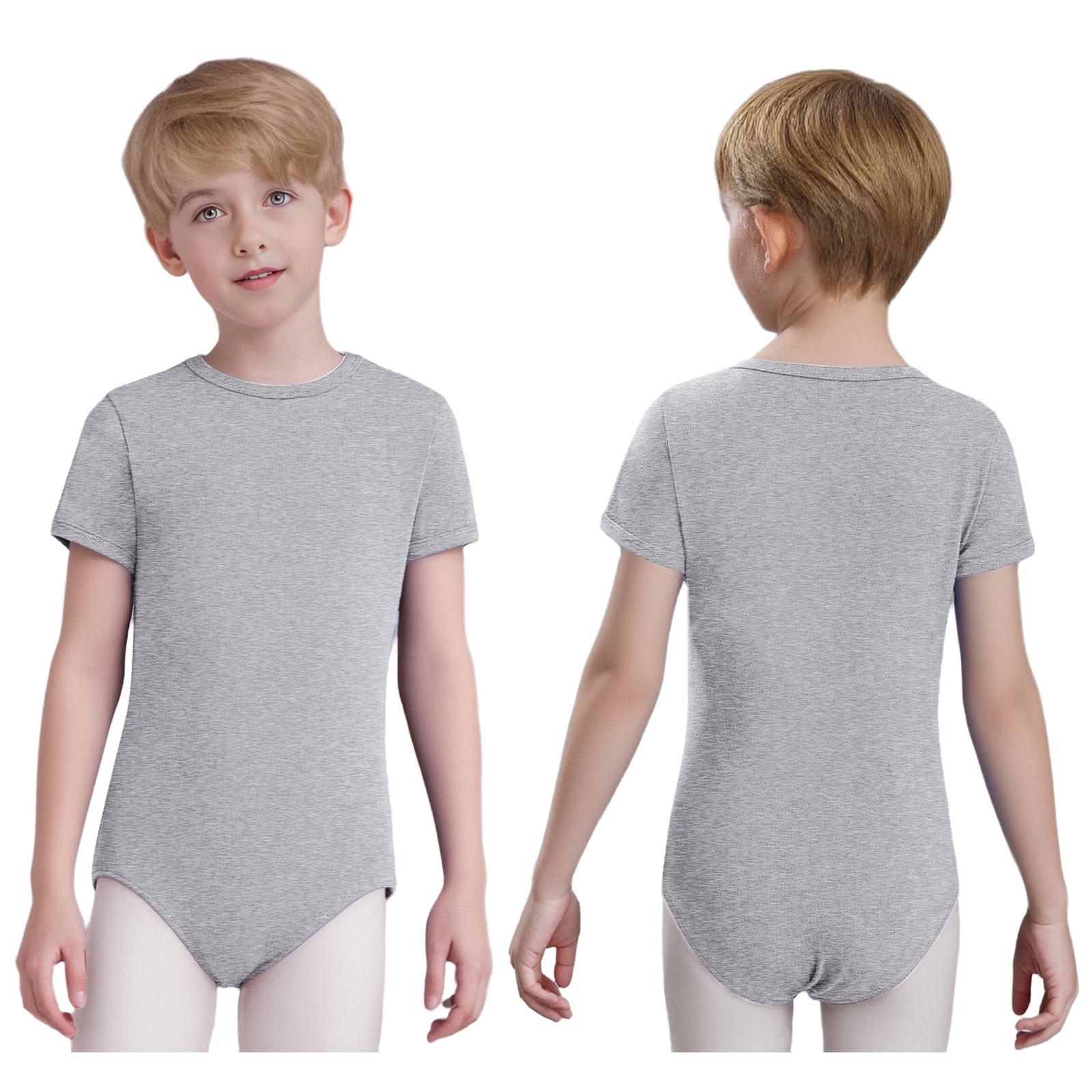 IEFiEL Jongens Aangepaste Kleding Turnpakje met Drukknopen Kruis Gemakkelijk Verschonen Ronde Hals Korte Mouw 5-6 Years grijs