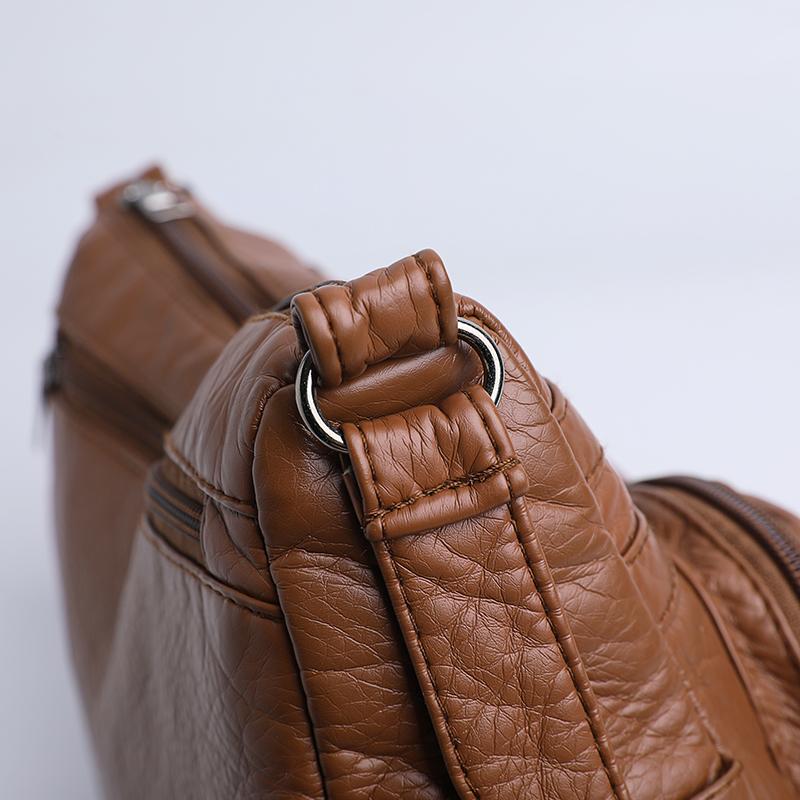 Dameveske i mykt skinn Middelaldrende morsveske Enkel skulder Crossbody-veske