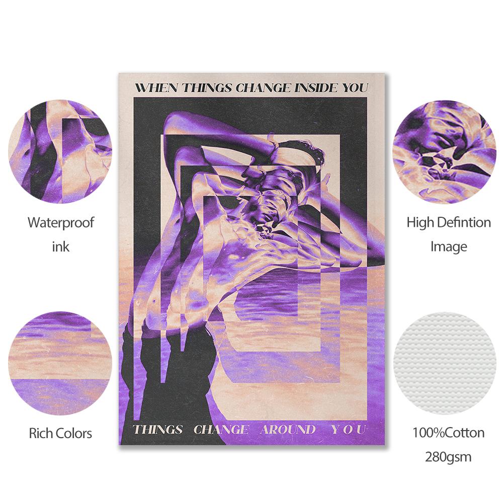 Retro Abstrakcyjny Gadient Psychodeliczny Ściana Gradient Kolor Plakat Malarstwo Moda Sztuka Inspiracja Płótno Wydruk Pokój Wystrój Domu