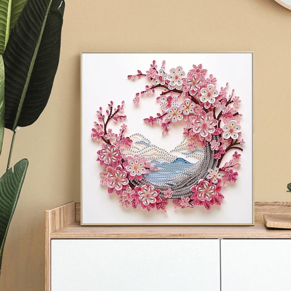 Peach blossom Shape Diamond Art Painting Kit for Adult Beginner,Crystal Diamond Dot Kit for Home Wall Decoration Gift