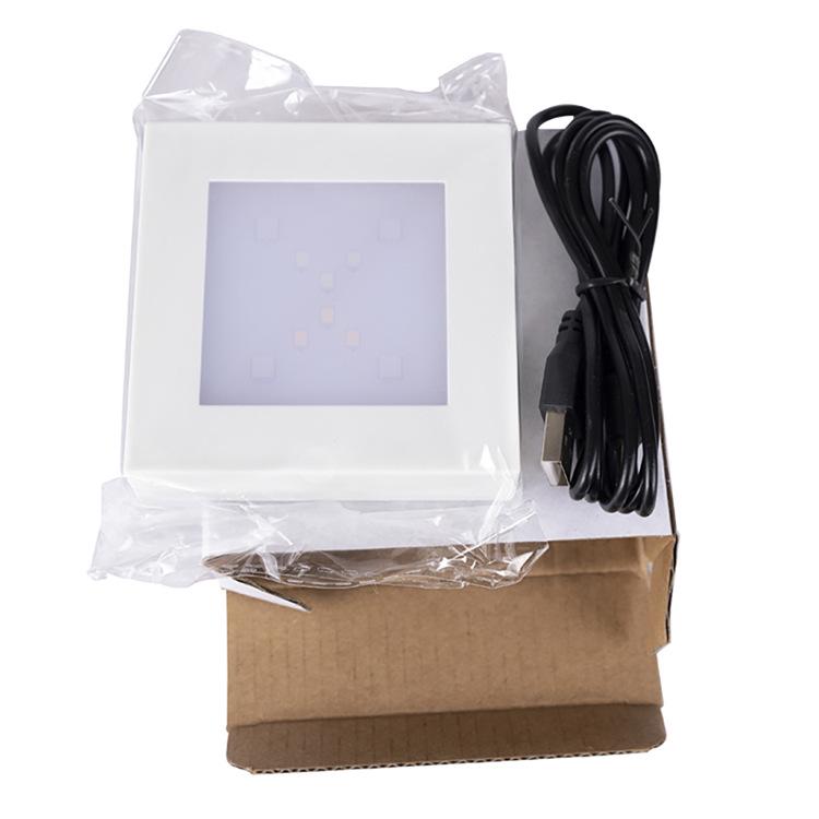 8x8 LED Multi-color Crystal Lamp Holder with 3D Laser Carved Square Body and Black Silver Base