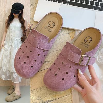 Fashion Comwarm New Women Hole Clogs Leisure House Hole Garden Shoes Outdoor Casual Women Beach Slides Sandals With Adjustable Buckle