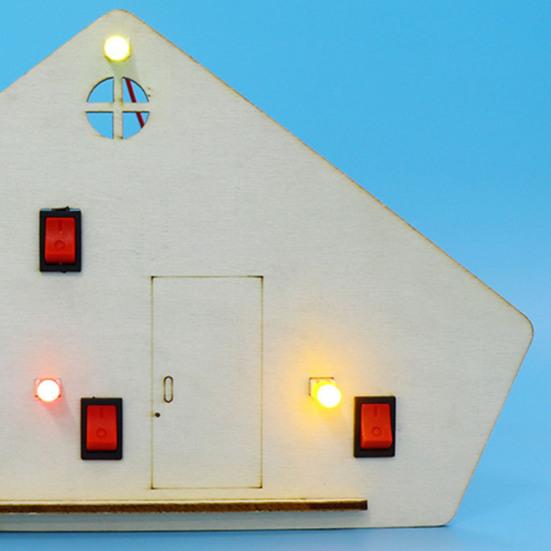 1 Set DIY Holzhaus mit LED-Lichtschalter Reihen-Parallelschaltung