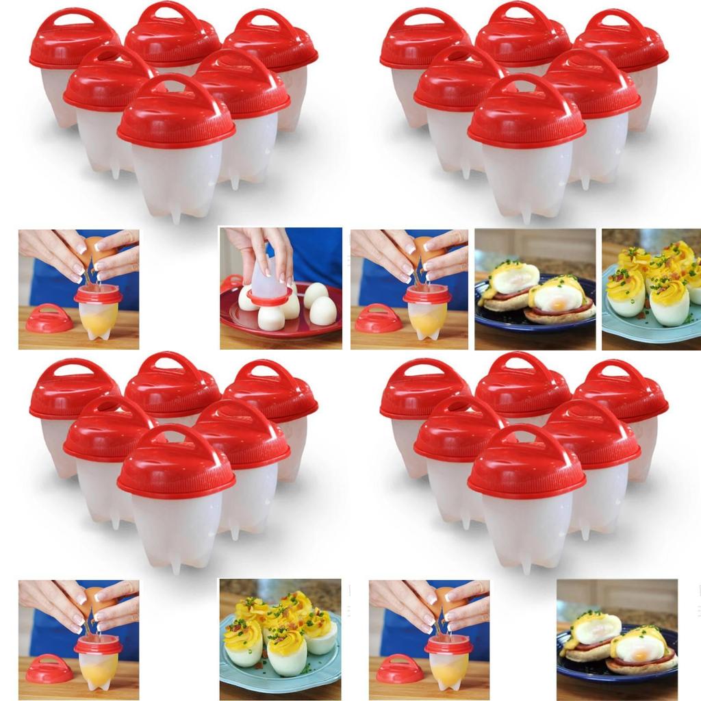 Premium Nonstick Silicone Egg Steamer Cups Six Pack For Perfect Poached Eggs