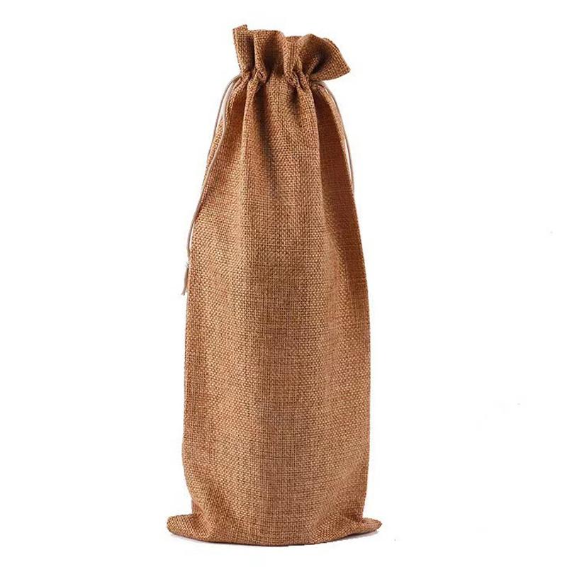 Wine Bottle Covers Gift Bag Reusable Burlap Drawstring Wine Bottle Covers Red Wine Champagne Pouch Christmas Gift Package Bags