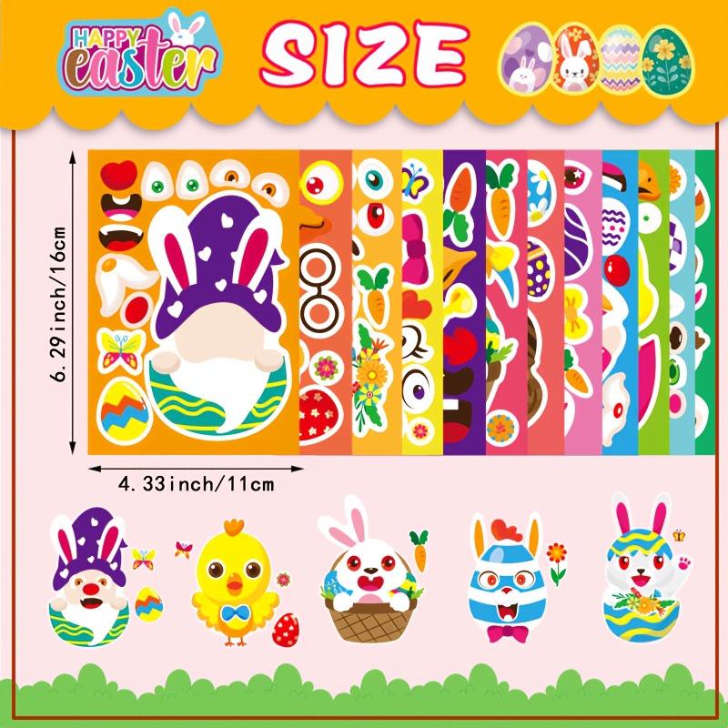 Anime-Inspired Easter Puzzle: Cute Cartoon Animal Face Stickers for Kids & Parents