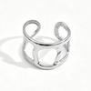 Silver Wave Leaf Adjustable Stainless Steel Ring Set (6 Pieces)