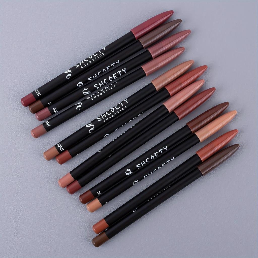 12 Color Matte Lip Liner Set Velvet Soft Fog Long Lasting Nude Lip Pencil
