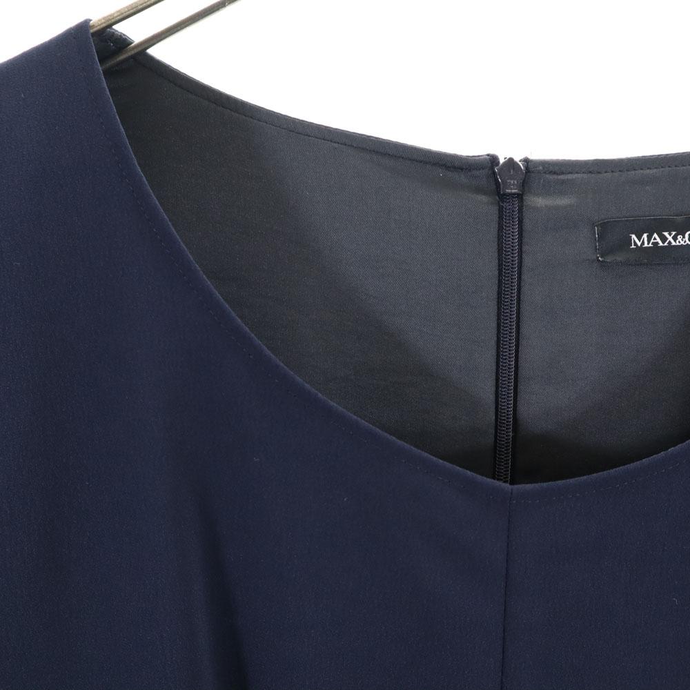 MAX&CO Five-quarter sleeve switching Long dress 40 Navy system Back zip Women Used
