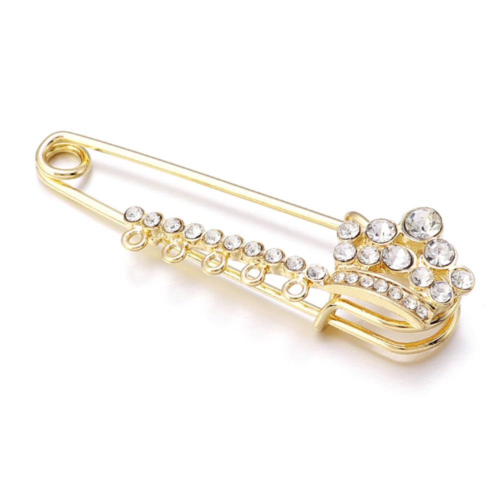 2pcs/lot Alloy Rhinestone Brooches Gold Silver Color Fixed Pins Brooch For Women Dress Safety Pin Brooches DIY Jewelry Making
