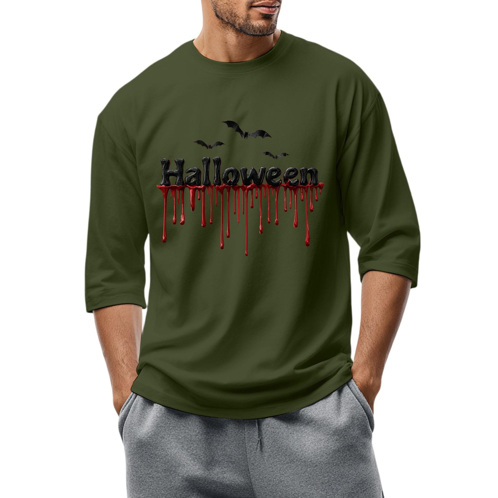 Мужская повседневная модная футболка с круглым вырезом и рукавом три четверти L