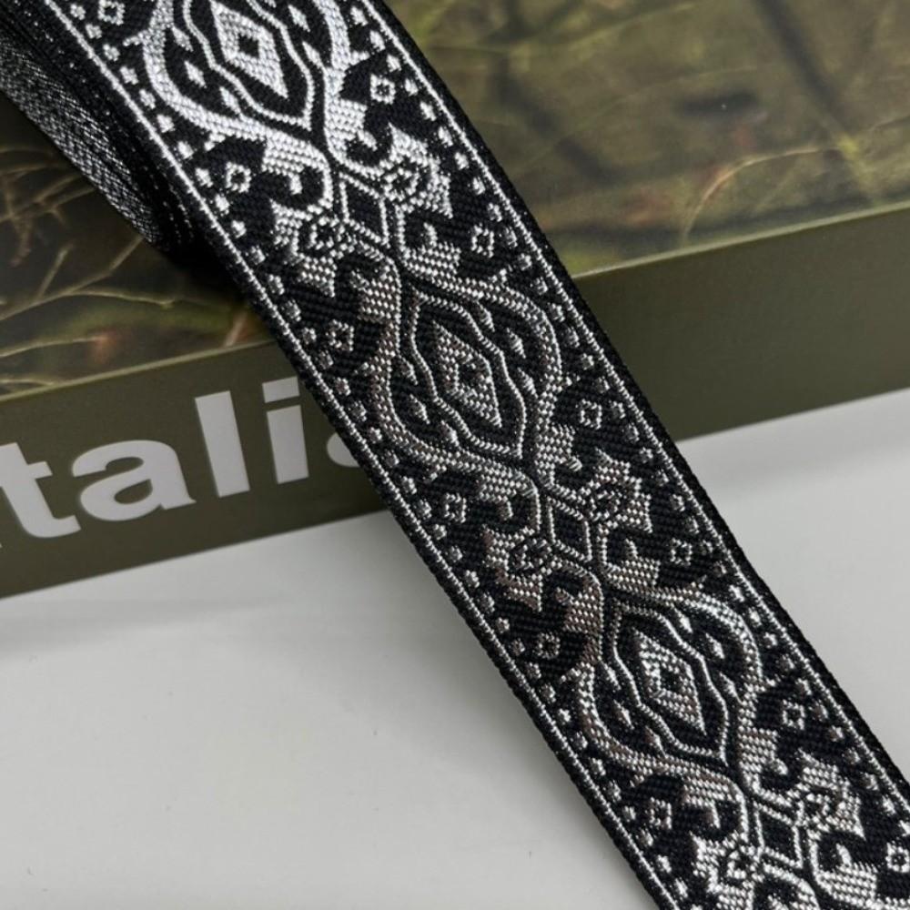 Silver Glitter Embroidery Ribbon Trim Vintage Ethnic Boho Floral Fabric Ribbon Trim Traditional Chinese Pattern Spun Silver