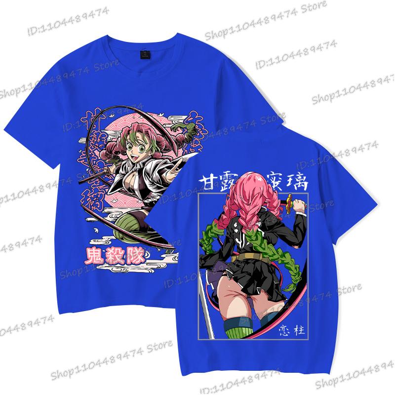 Kimetsu No Yaiba Cartoon T-shirt Aesthetics Vintage Kanroji Mitsuri Fashion Y2K Tops Short Sleeve Japanese Styles Men Women Tee
