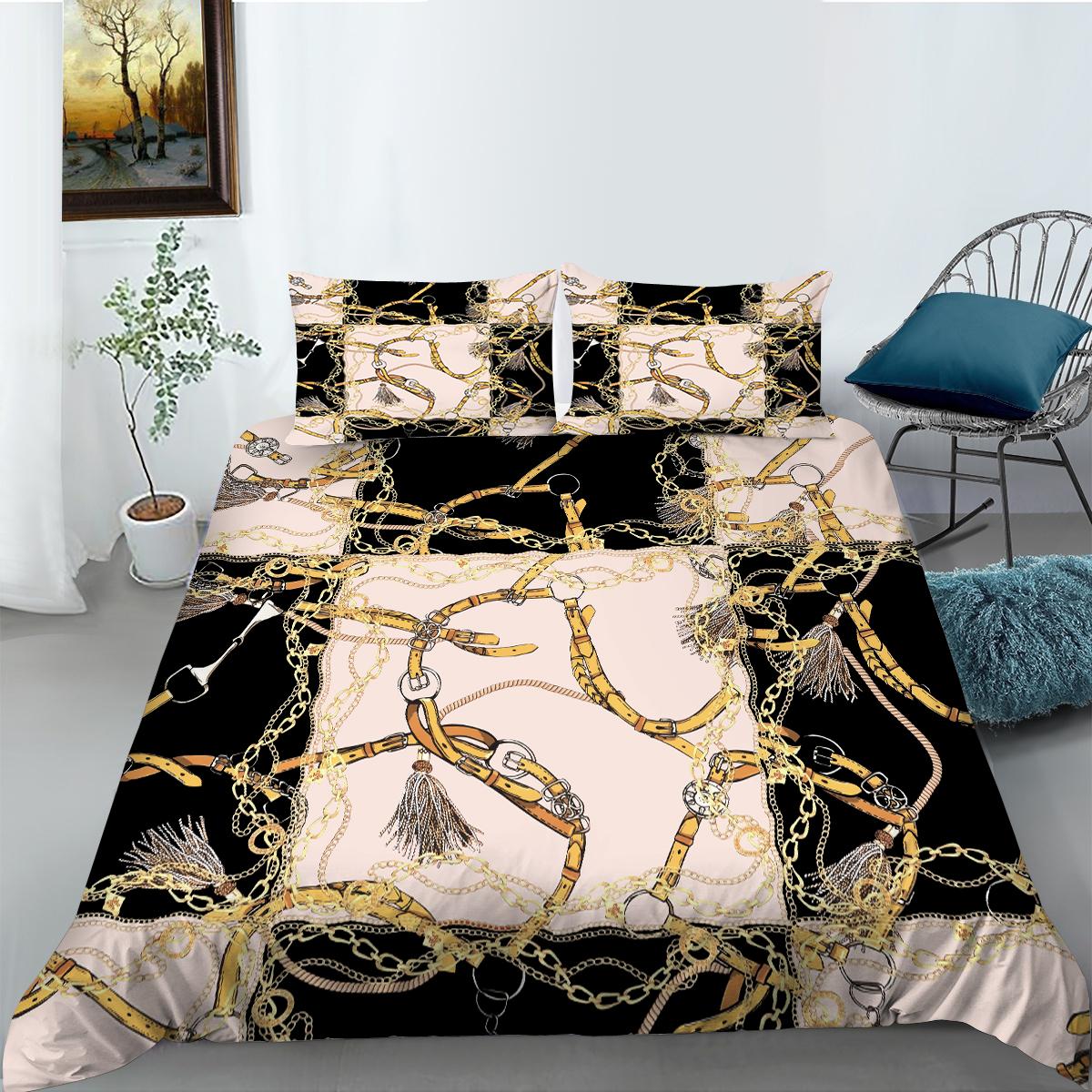 

3D Роскошная серия Постельное белье Классический роскошный узор Пододеяльник Наволочка 2 или 3 шт. Ткань из микрофибры Мягкое и удобное украшение для дома Baby 100x135cm