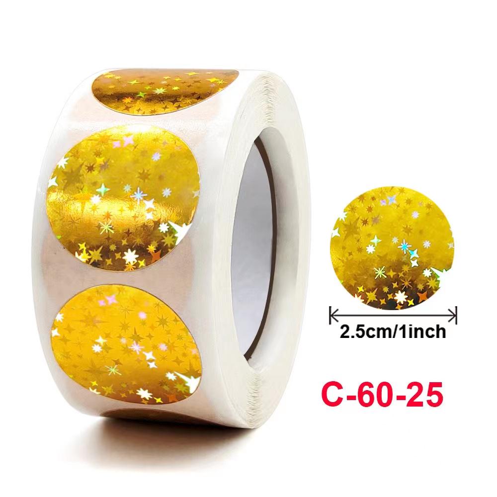 500 Colorful Laser Glitter Reward Stickers – Round Adhesive Seals for Gifts & Packaging