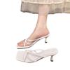 Slippers women's summer new high-heeled cool slippers wear one-character sandals square head open-toed slippers