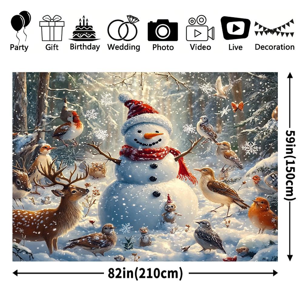 1Pcs Merry Christmas Snowman Wildlife Decoration Background Winter Backdrop For Photo Studio Photo Booth Party