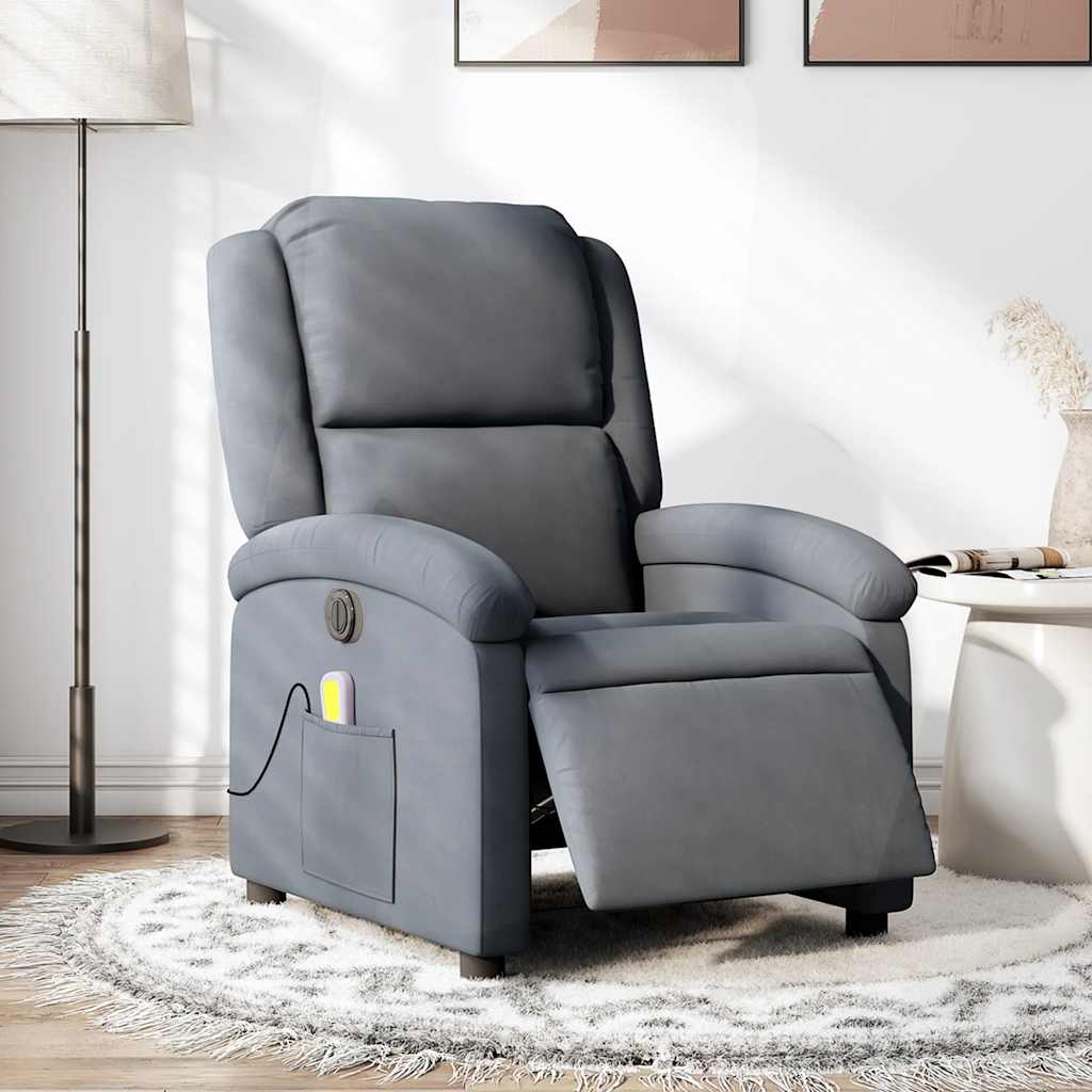 Electric Massage Chair Dark Grey Velvet