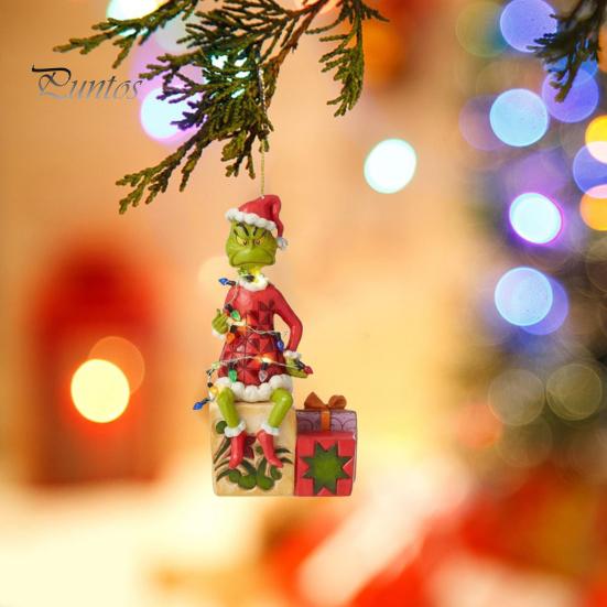 Vánoční zelený skřítek přívěsek Akryl 2D plochý závěsný ornament Santa oblek Zelený skřítek závěsný dekor pro ozdobu dveří na stromě