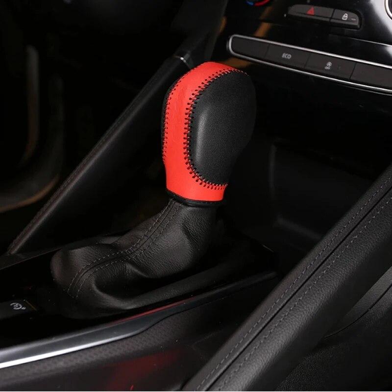 1 Piece Black Leather Car Gear Head Shift Knob Protection Cover Case  for Samsung QM6 2017 2018 Accessories