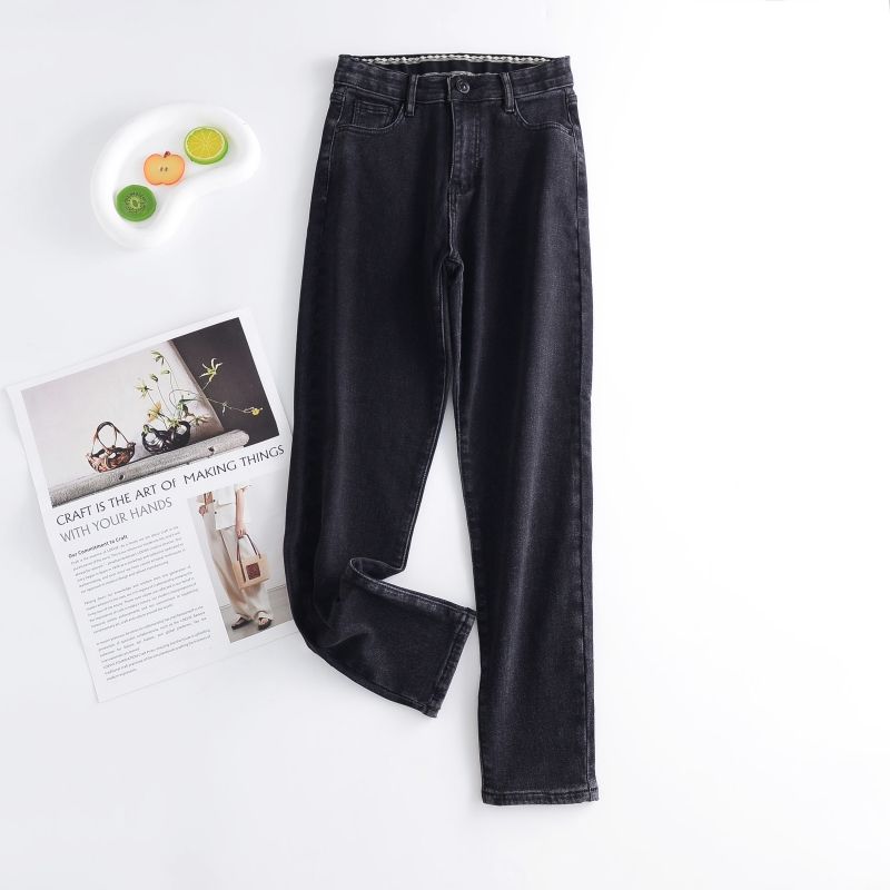 

Fall and Winter High Waist Silm Slimming Thickened Harem Pants High Elastic Women s Pants Black Gray Fleece-lined Heattech Skinny Jeans Denim Black Gray 25