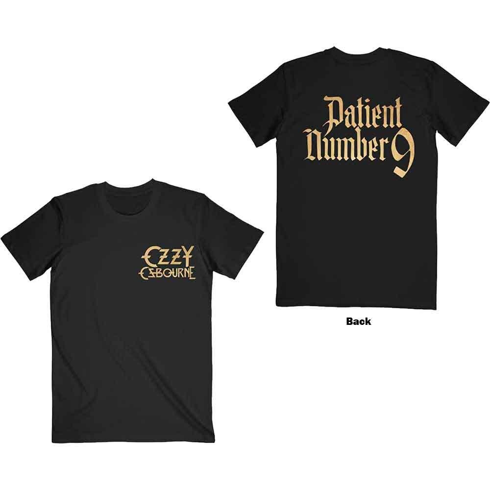 Ozzy Osbourne Unisex TShirt Patient No 9 Gold Logo (Back Print) (Small) S