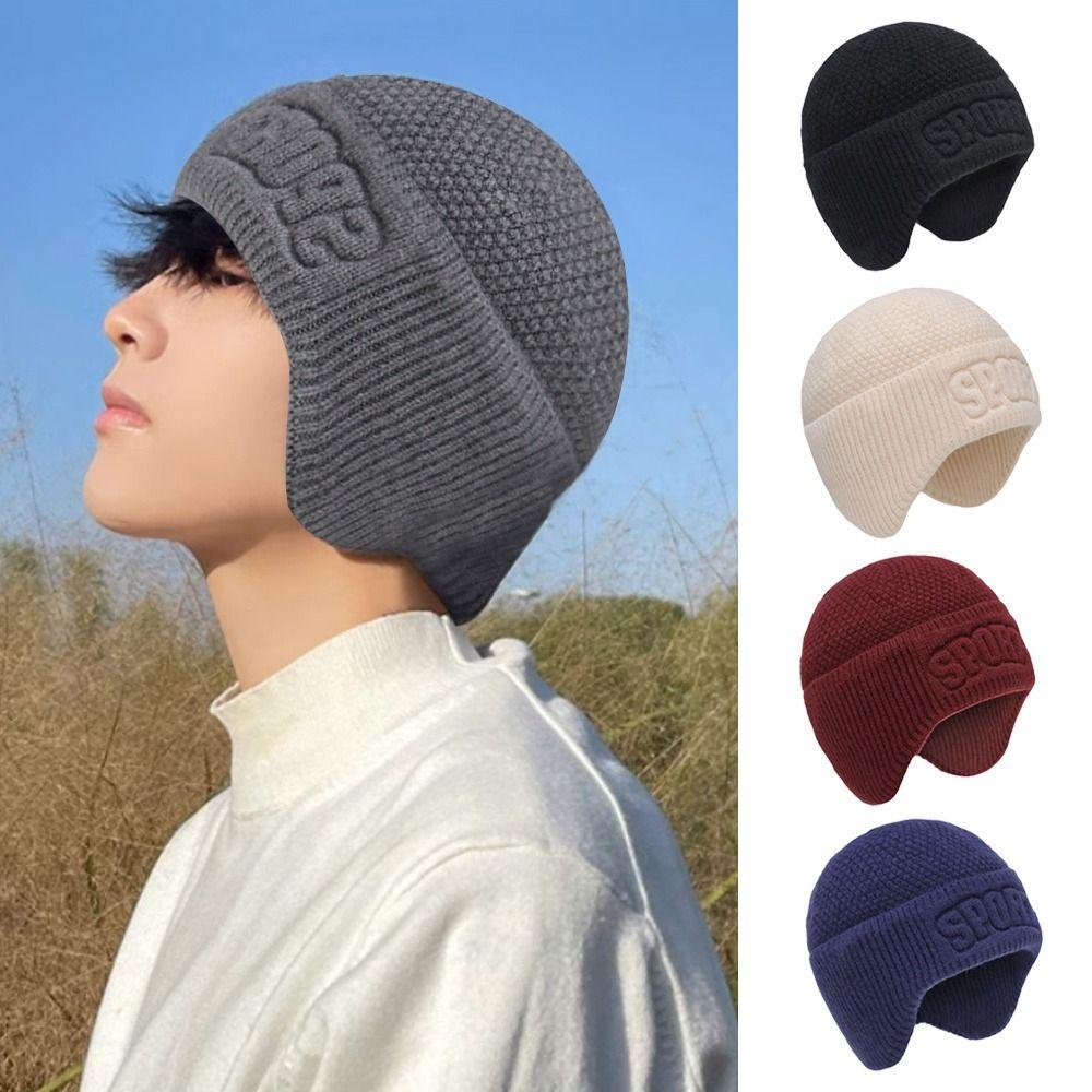 Soft Earflap Cap Windproof Knitted Hat Outdoor Winter Hat for Men