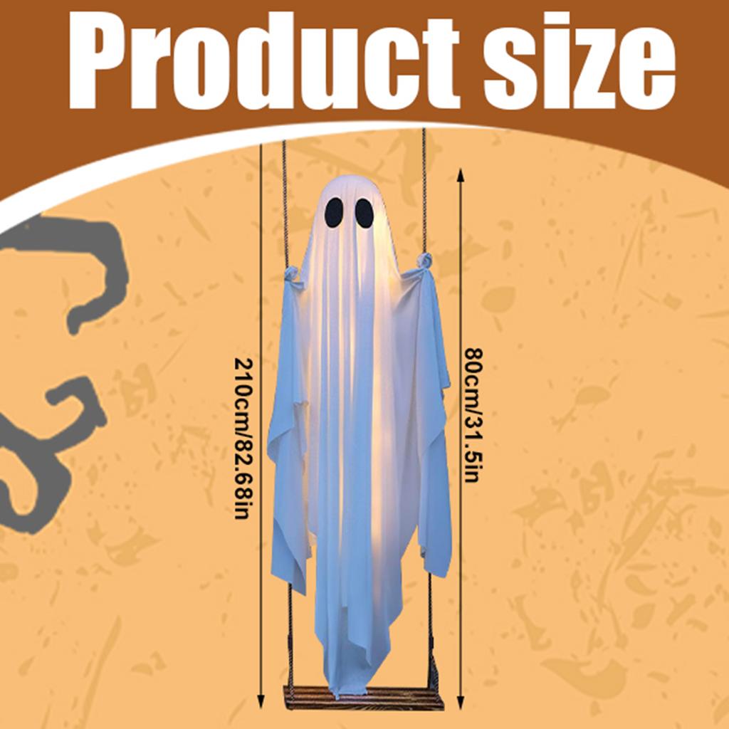 Halloween Adjustable Ghost Decorations Remote Control Spooky Ghost Ornament Thicken Cute White Ghost Swing for Porch Yard Trees