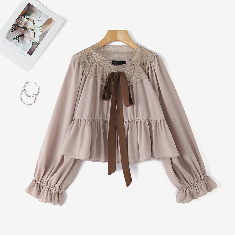 ZANZEA Women Eleganr Lace Patchwork Casual Long Sleeve Blouse