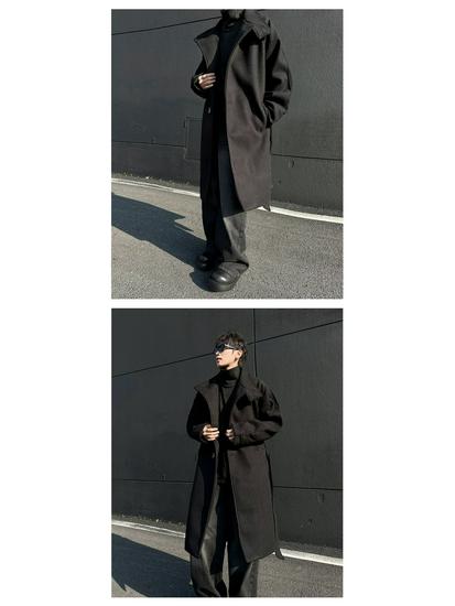 High Street Style Woolen Coat for Men and Women - Loose Mid-Length Korean Over-the-Knee Trench for Autumn/Winter