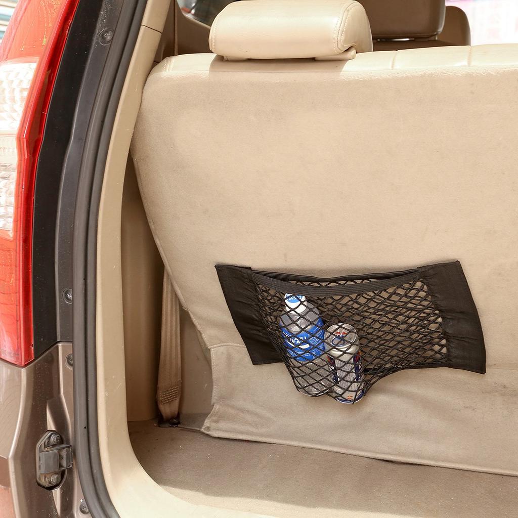 Car Seat Back Cargo Mesh Elastic String Net Magic Sticker Universal Storage Bag Pocket Cage Auto Organizer