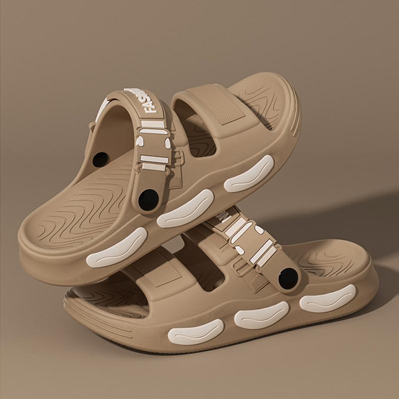 Men's Slippers Thick Sole Summer Beach Slides EVA Lightweight Open-toe Sandals for Men Non-slip Indoor Bathroom Home Shoes