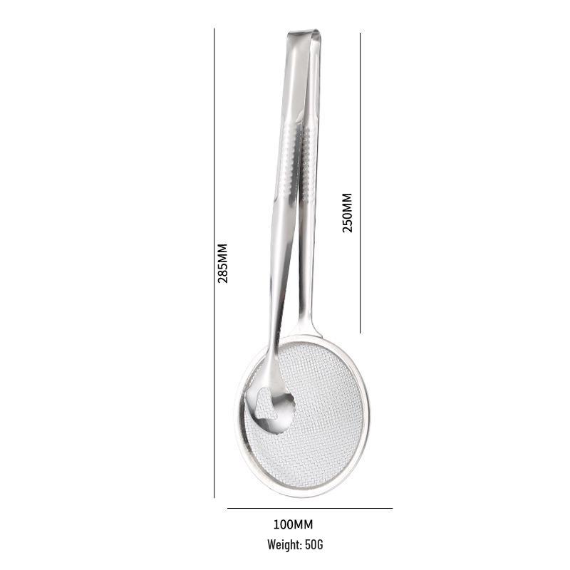 Stainless Steel Oil Skimmer Sieve with Mesh Filter and Draining Clip for Kitchen