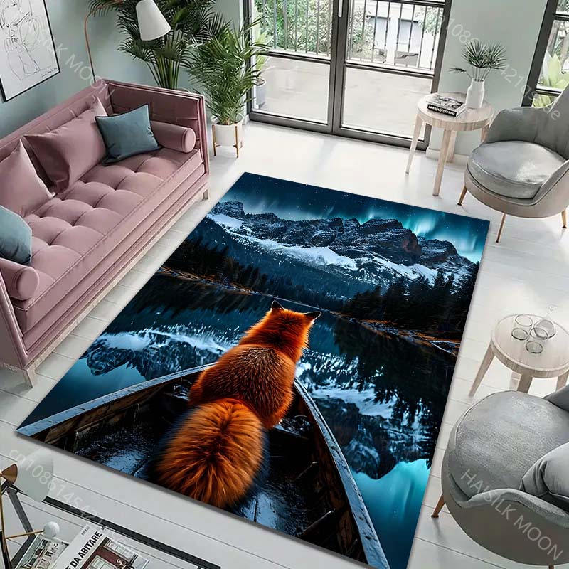 Snow Mountain Fox Carpet for Living Room Bedroom Bathroom Mat Creative Doormat Sofa Table Home Decor Area Rug Luxury Gift