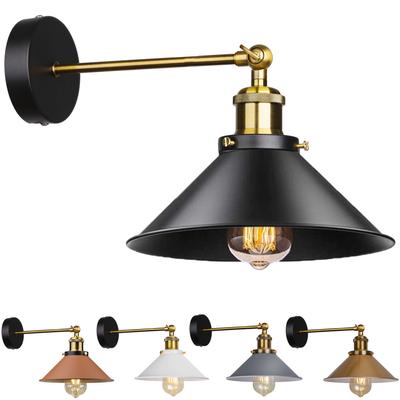 Retro Black Color Loft Industrial Wall Lamps Vintage Bedside Wall Light Metal  Lampshade E27 Edison Bulbs 110V/220V