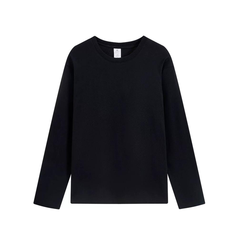 

Минималистичная модная базовая одежда Женская осенняя футболка с длинным рукавом из чистого хлопка с прямыми плечами Мужской базовый свитшот с круглым вырезом однотонный для пары L