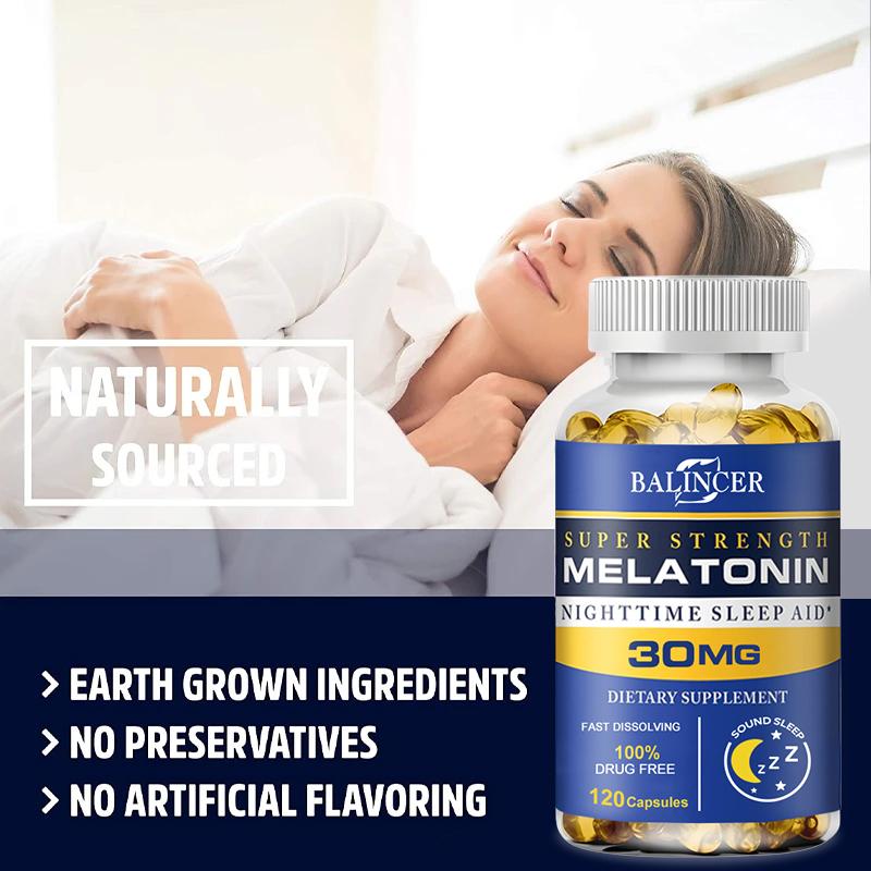 BALINCER Melatonin 30mg Nighttime Sleep Aid Dietary Supplement, 120 Capsules