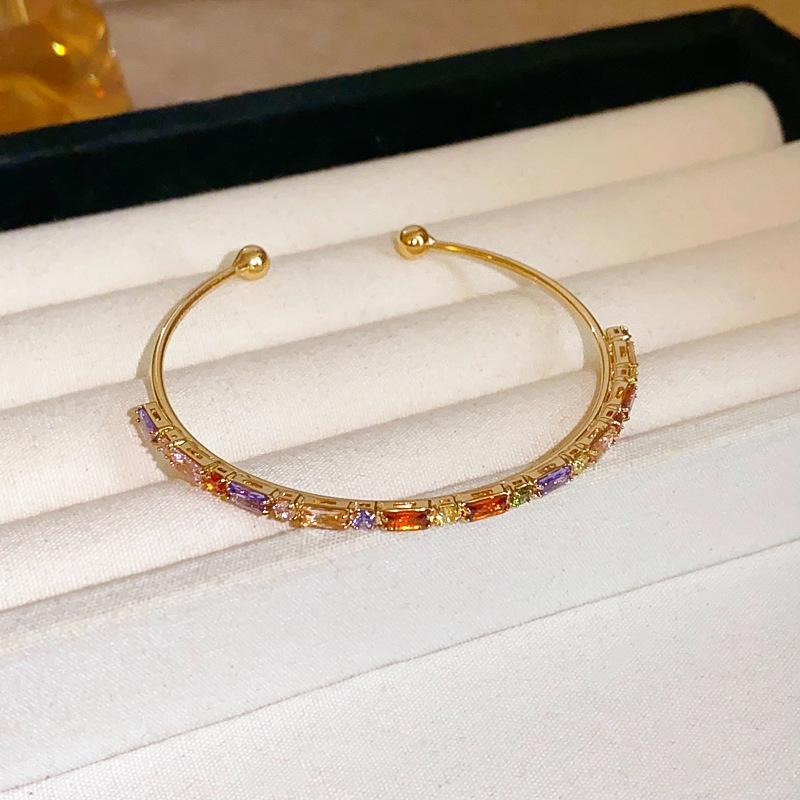 High-End Luxury Zircon Diamond Flower Geometric Bracelet for Women