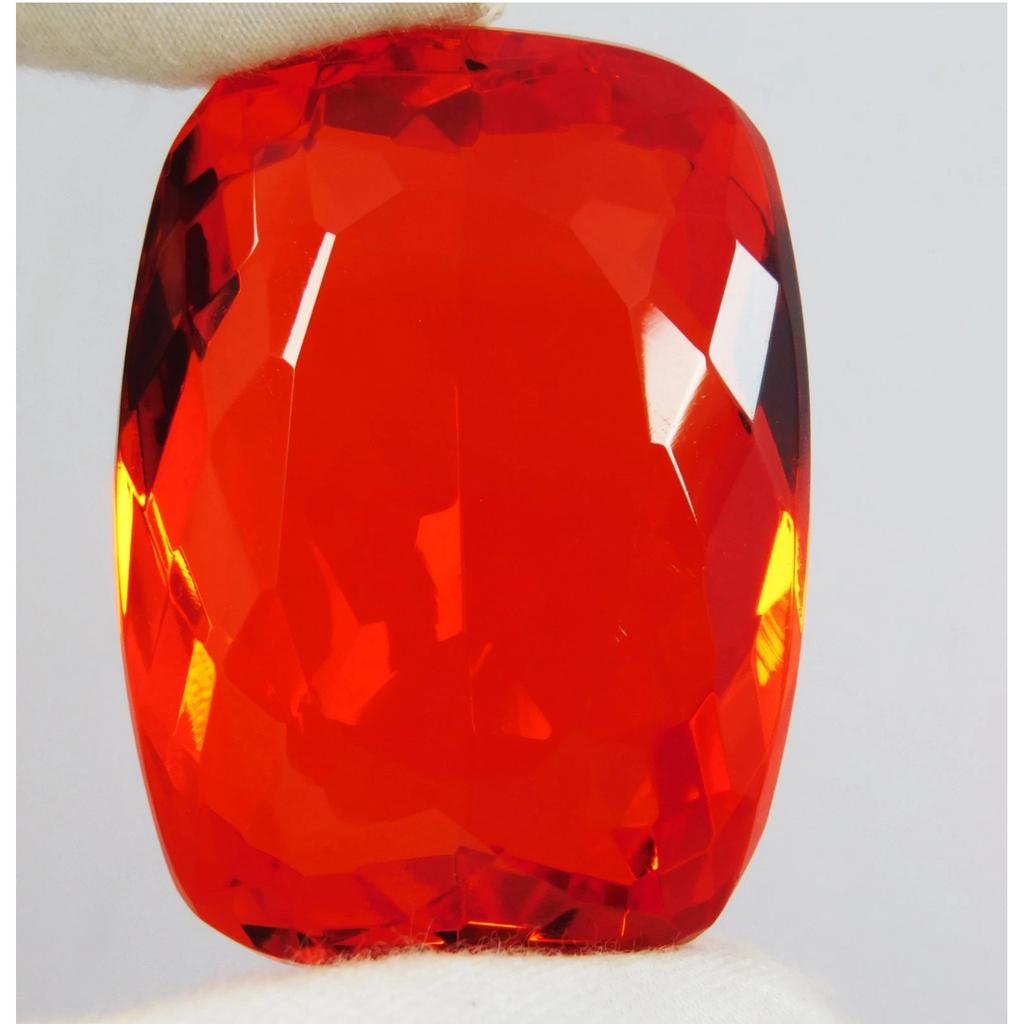 Certified 136.75 Ct Mexican Fire Opal Red Orange Cushion Cut Natural Gemstone