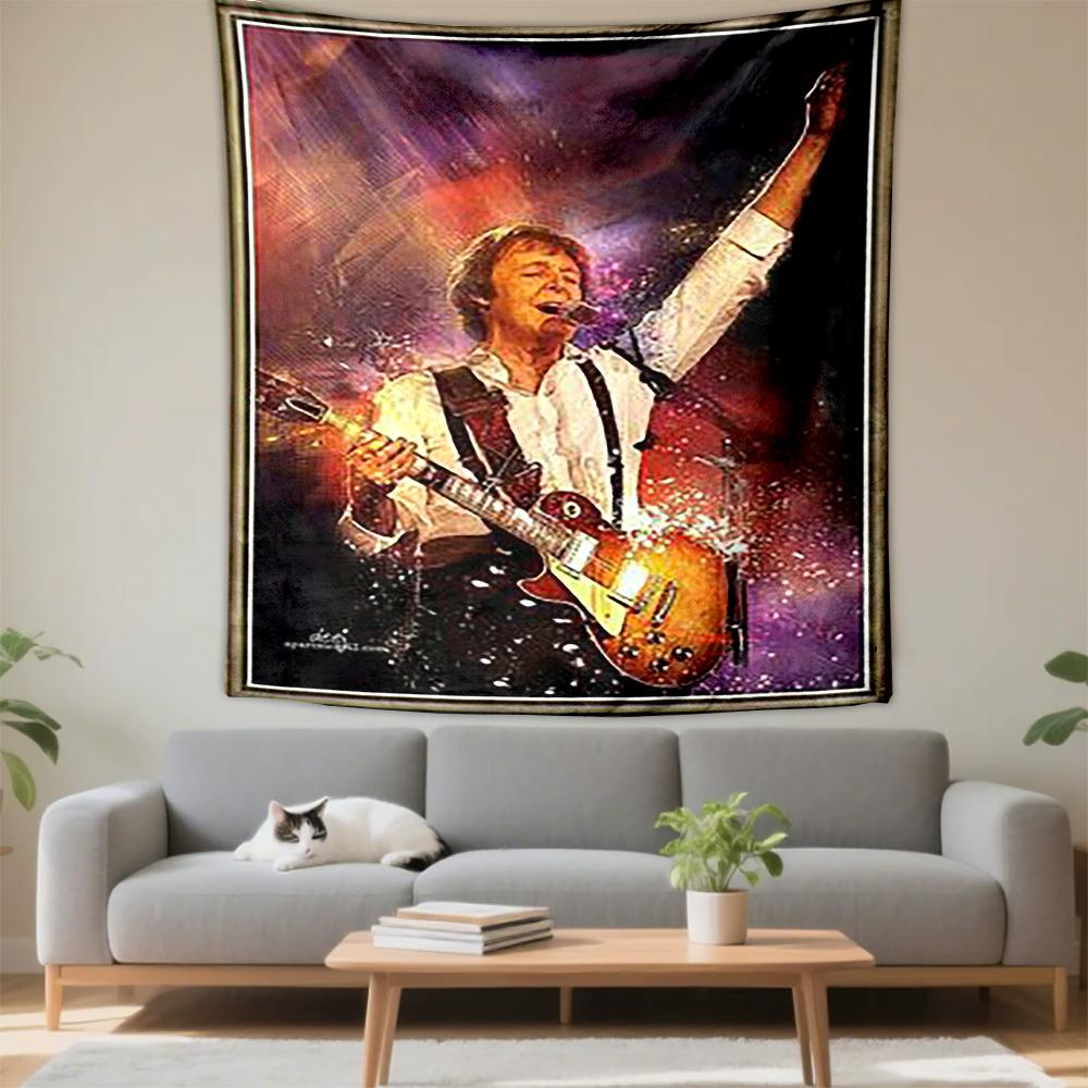 Tapestry Paul McCartney Singing Guitar Splash Stage Poster Wall Hanging