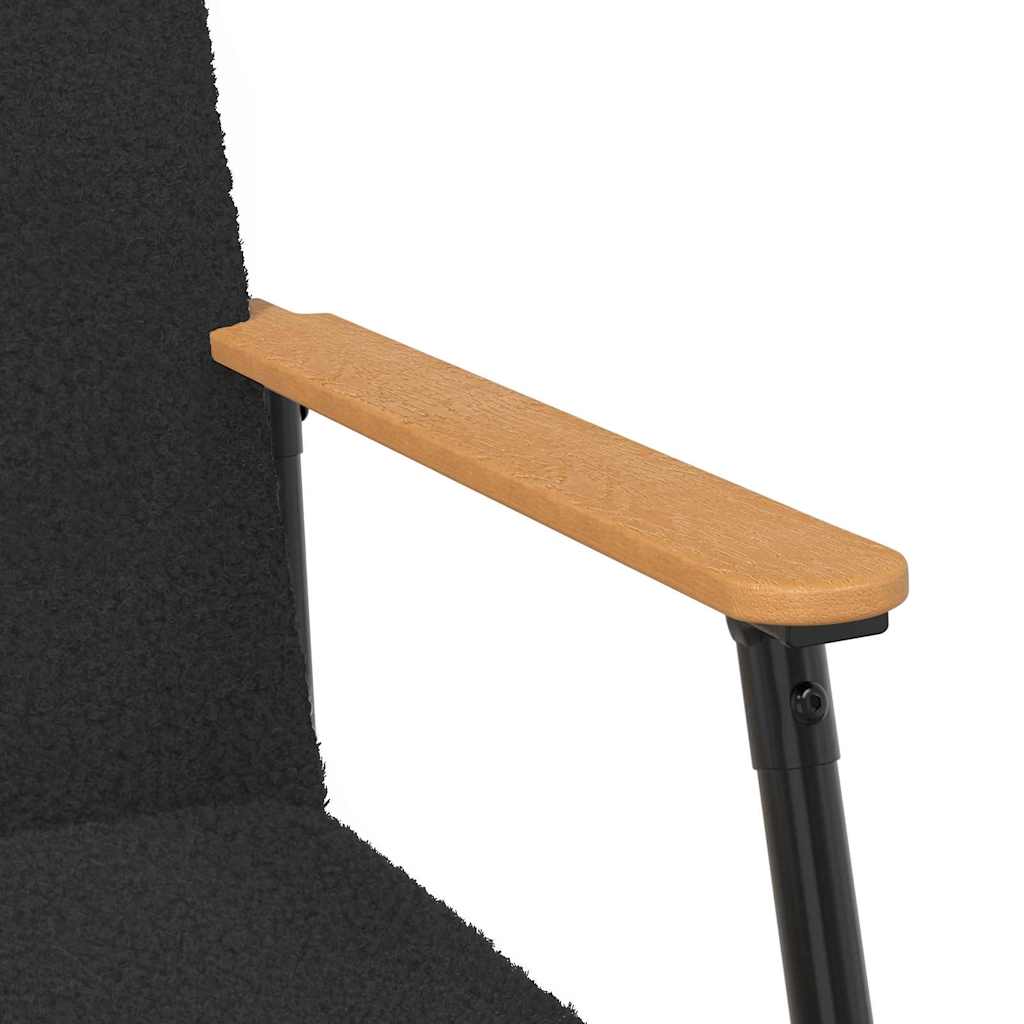 Armchair Black Curly Wool Like Fabric