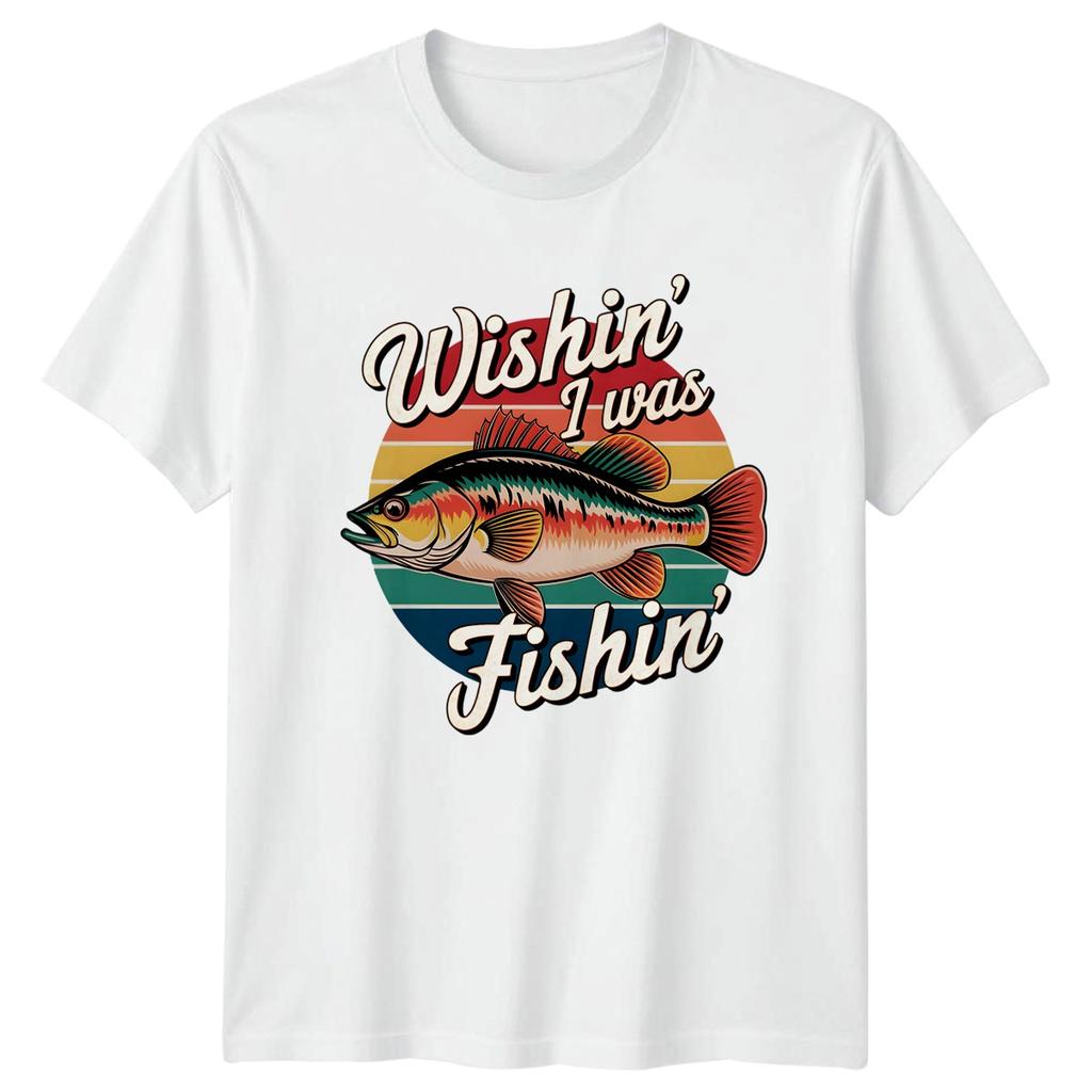 Wishin I Was Fishin TShirt Bass Fishing Fishing Birthday Gift For Him And Her