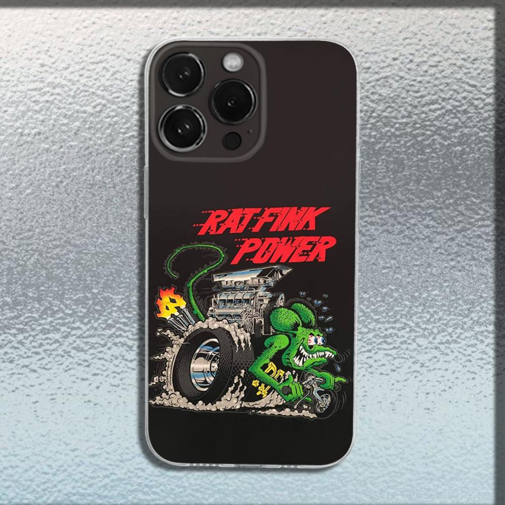 Rat F-Fink Art Design Phone Case For iPhone 16,15,14,13,12,11 Plus,Pro,Max,XR,XS,X,Plus,SE,Mini Transparent Soft Cover