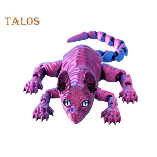 

3D-печатная фигурка лысой кошки с подвижными суставами, фигурка кошки-сфинкса, шарнирная модель животного, игрушка для домашнего офиса, книжной полки, украшения для рабочего стола, орнамент A